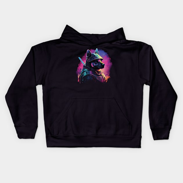 Samurai dog Kids Hoodie by GreenMary Design